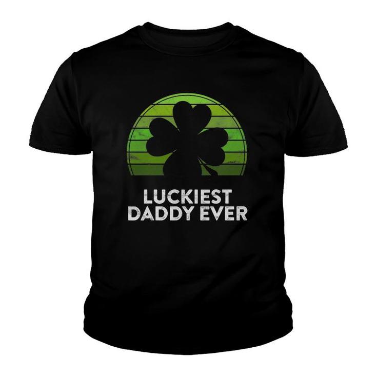 Mens Luckiest Daddy Ever Shamrock Sunset St Patrick's Day Dad Youth T-shirt