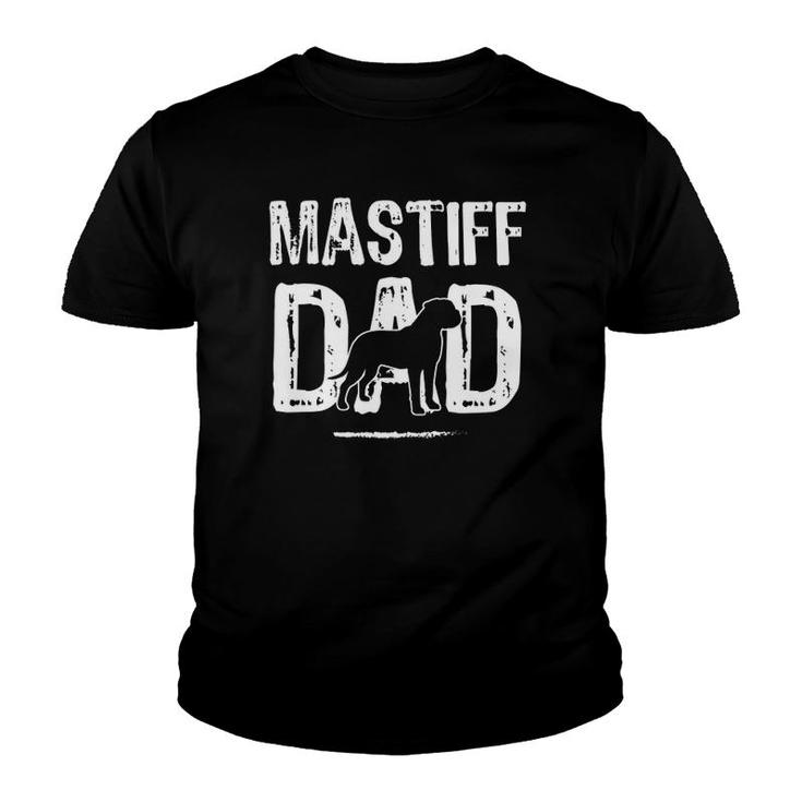 Mens Mastiff Dad, Distressed Text Mastiff Dog Lover, Mastiff Dad Youth T-shirt