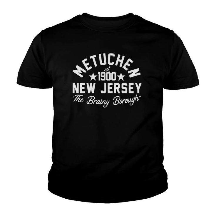 Mens Metuchen New Jersey The Brainy Borough Vintage Style Youth T-shirt