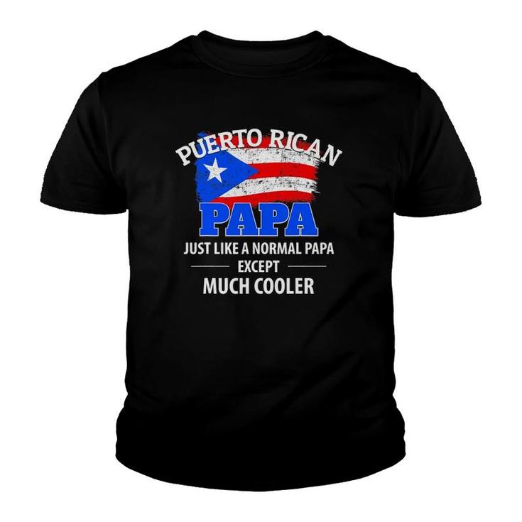 Mens Much Cooler Puerto Rican Papa - Vintage Puerto Rico Flag Youth T-shirt
