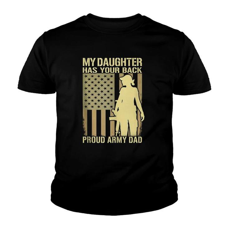 Mens My Daughter Has Your Back - Proud Army Dad Military Father  Youth T-shirt