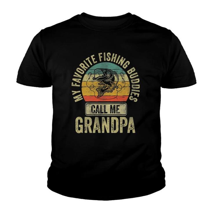 Mens My Favorite Fishing Buddies Call Me Grandpa  Fisherman Youth T-shirt