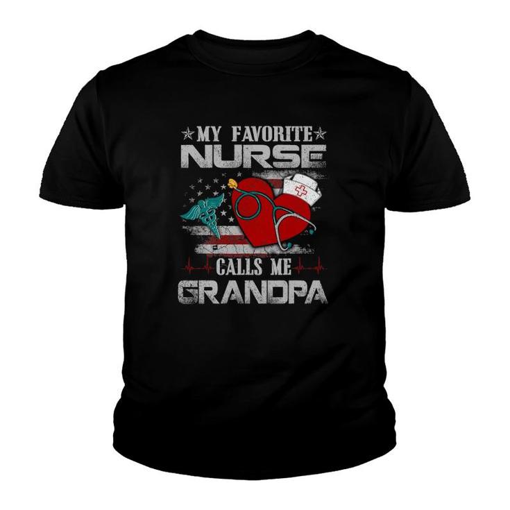Mens My Favorite Nurse Calls Me Grandpa Father's Day Youth T-shirt