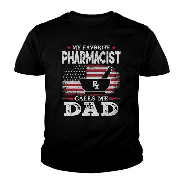 Mens My Favorite Pharmacist Calls Me Dad Usa Flag Father's Day Youth T-shirt