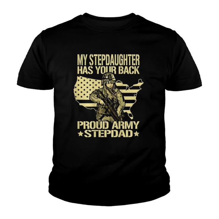 Mens My Stepdaughter Has Your Back - Proud Army Stepdad Dad Gift Youth T-shirt