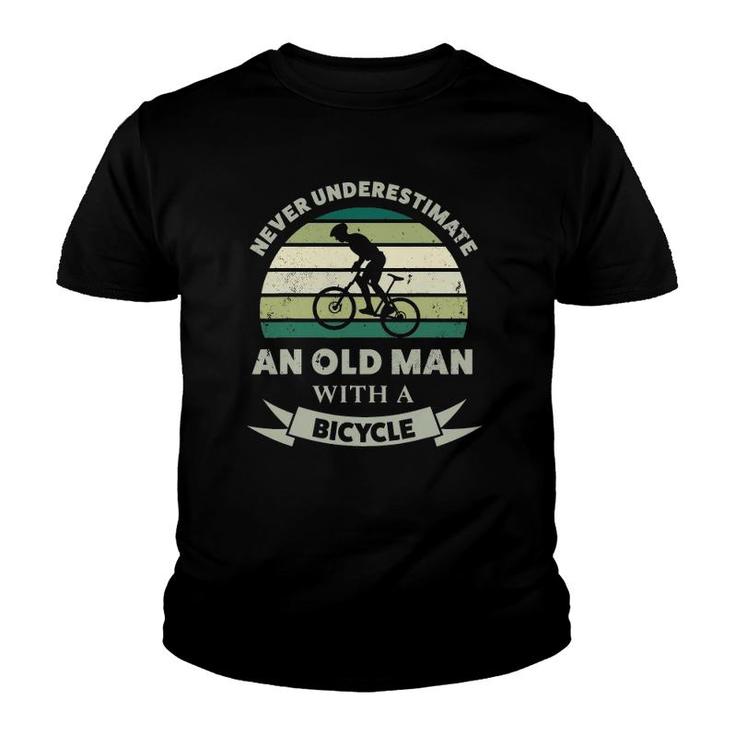 Mens Old Man With A Bicycle Funny Dad Gift Youth T-shirt