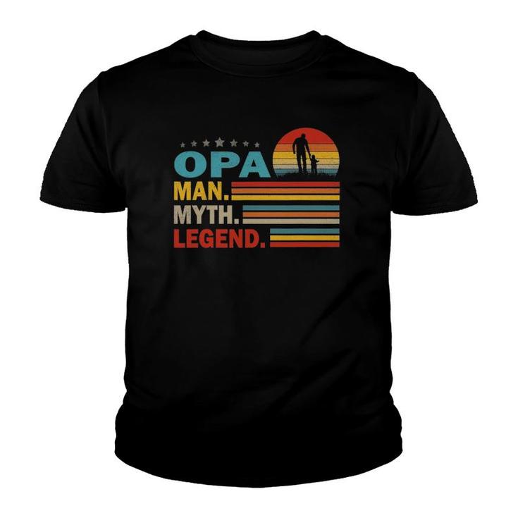 Mens Opa Man Myth Vintage Opa Legend Father's Day Gift Youth T-shirt