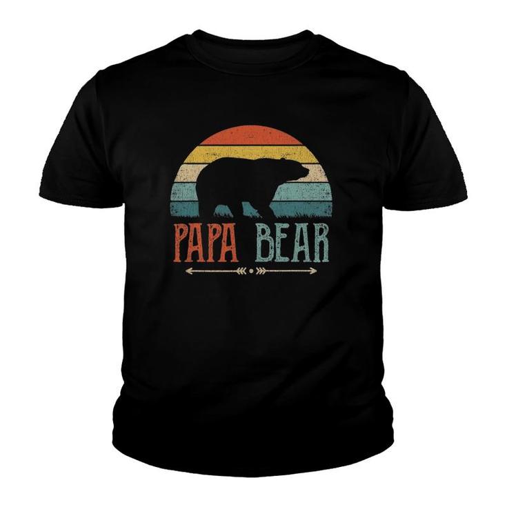 Mens Papa Bear Vintage Daddy Father's Day Retro Dad Youth T-shirt