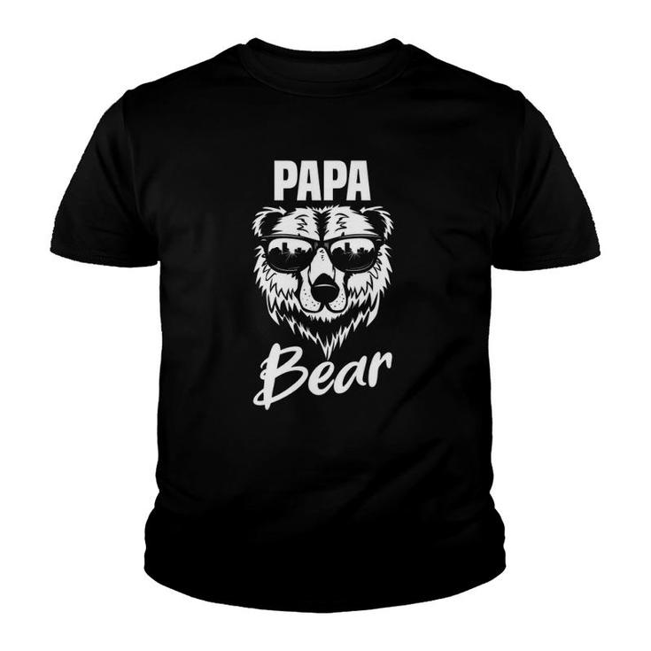 Mens Papa Bear Wearing Cool Sunglasses Father's Day Gift Youth T-shirt