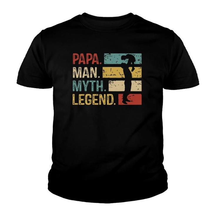 Mens Papa Man Myth Legend S Vintage Dad Gift Youth T-shirt
