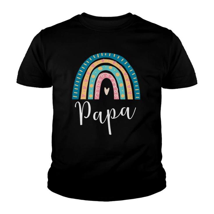 Mens Papa Rainbow Gifts For Dad Family Matching Youth T-shirt