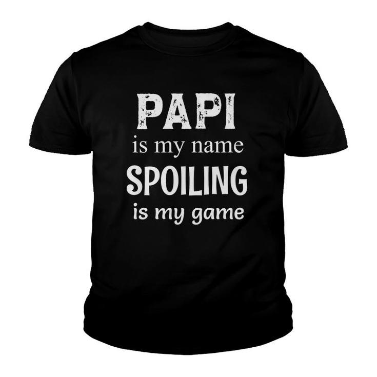 Mens Papi Is My Name French Spanish Latin Grandpa Grandfather Youth T-shirt