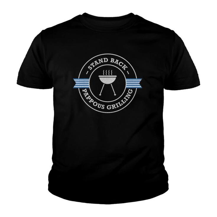 Mens Pappous Grilling Stand Back Greece Flag Funny Greek Dad Gift Youth T-shirt