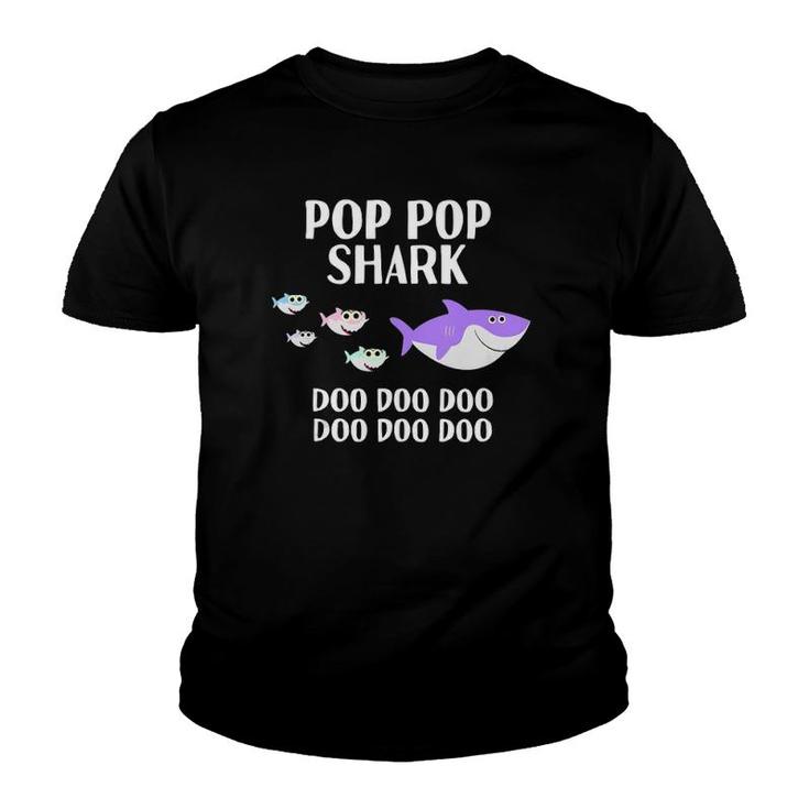 Mens Pop Pop Shark Doo Doo Funny Father's Day Gift For Grandpa  Youth T-shirt