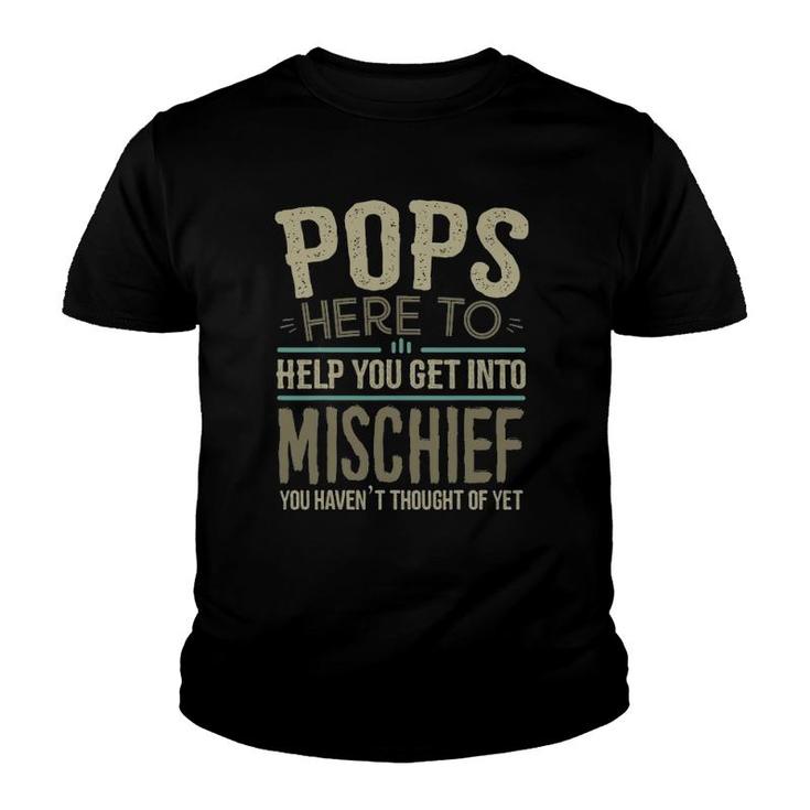 Mens Pops Gifts From Grandchildren Pops Mischief Fathers Day Youth T-shirt