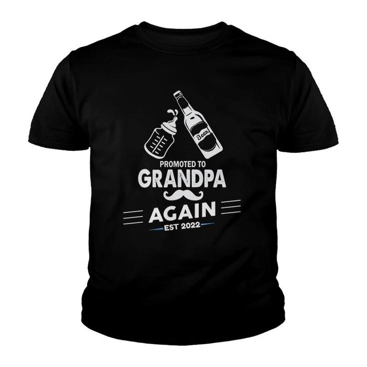 Men's Pregnancy Announcement Promoted To Grandpa Again Est 2022  Youth T-shirt