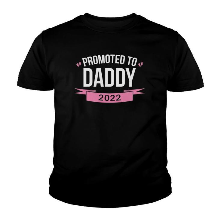 Mens Promoted To Daddy Est 2022 Pink New Dad Baby Gift Youth T-shirt