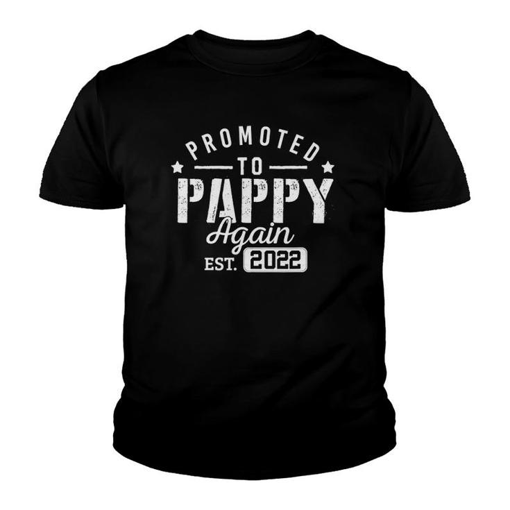 Mens Promoted To Pappy Again 2022 New Dad Soon To Be Grandpa Papa Youth T-shirt