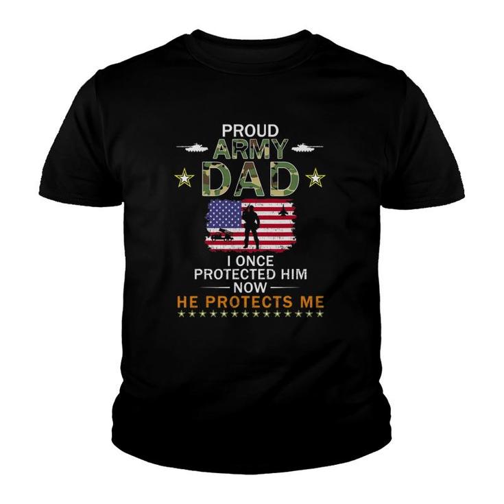 Mens Proud Army Dad I Once Protected Him Camouflage Graphics Army Youth T-shirt
