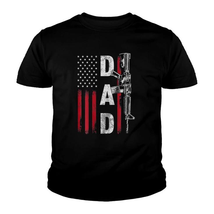 Mens Proud Dad Daddy Gun Rights Ar-15 American Flag Father's Day Youth T-shirt