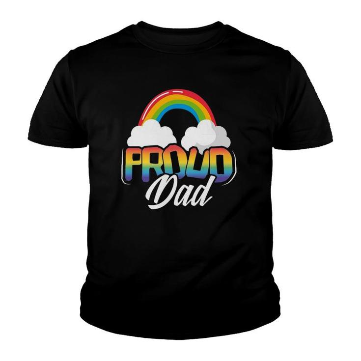 Mens Proud Dad Gay Pride Month Rainbow Lgbt Parent Father's Day Youth T-shirt
