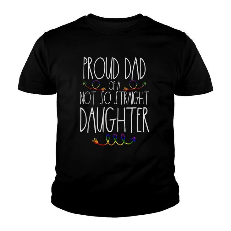Mens Proud Dad Of A Gay Daughter Lgbtq Ally Pride Free Dad Hugs  Youth T-shirt