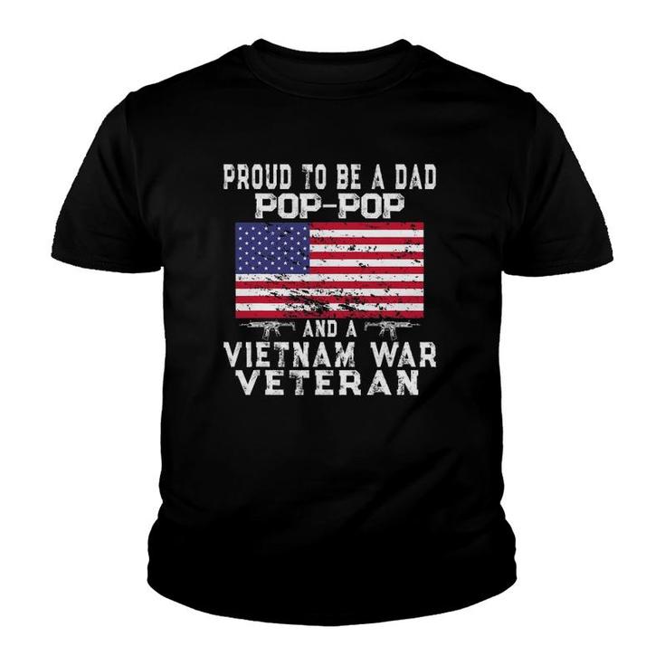 Mens Proud Dad Pop-Pop Vietnam War Veteran - Retro Us Flag Grandpa Youth T-shirt