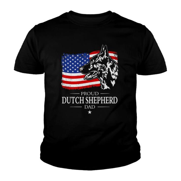 Mens Proud Dutch Shepherd Dad American Flag Patriotic Dog Gift Youth T-shirt