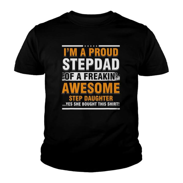 Mens Proud Stepdad Of A Freakin Awesome Step Daughter Step Dad Youth T-shirt
