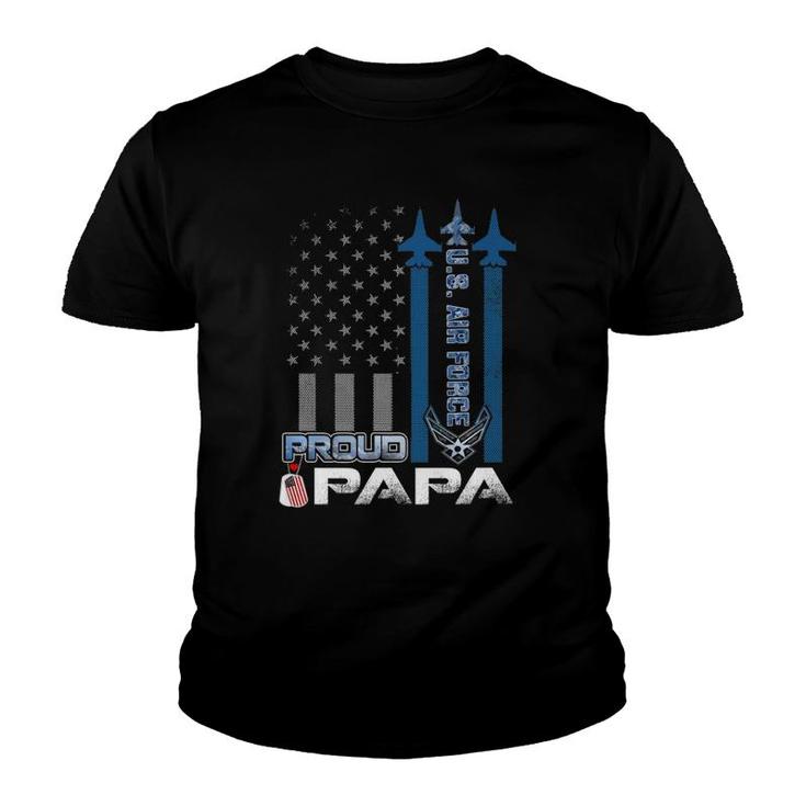 Mens Proud Us Air Force Papa Flag Patriotic Military - Usaf  Youth T-shirt