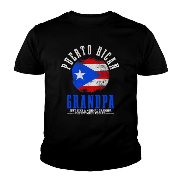 Mens Puerto Rican Grandpa Puerto Rico Flag Pride Youth T-shirt