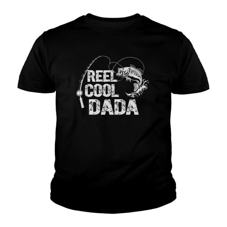 Mens Reel Cool Dada Design With Fish And Fishing Rod Dad Grandpa Youth T-shirt