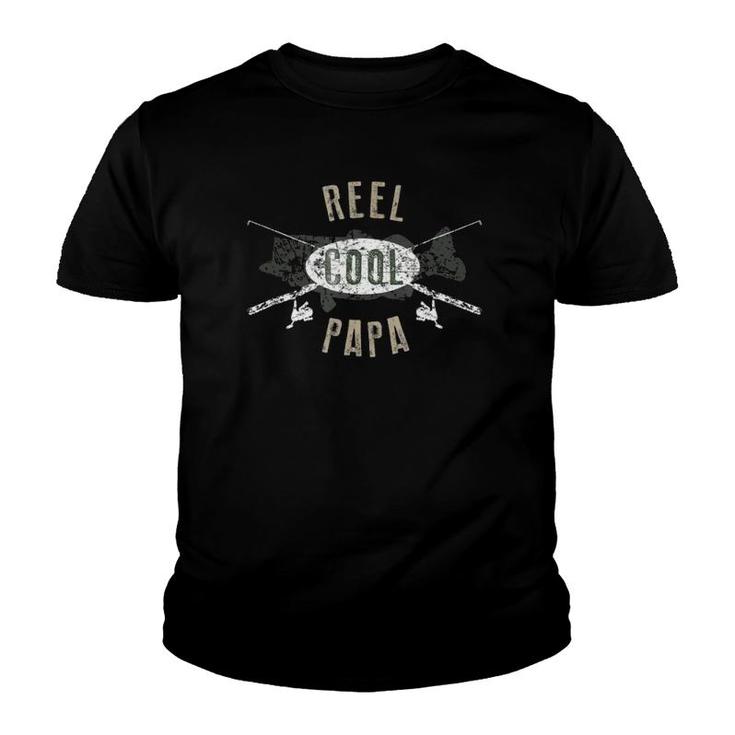 Mens Reel Cool Papa , Cute Fishing Father's Day Gift Youth T-shirt