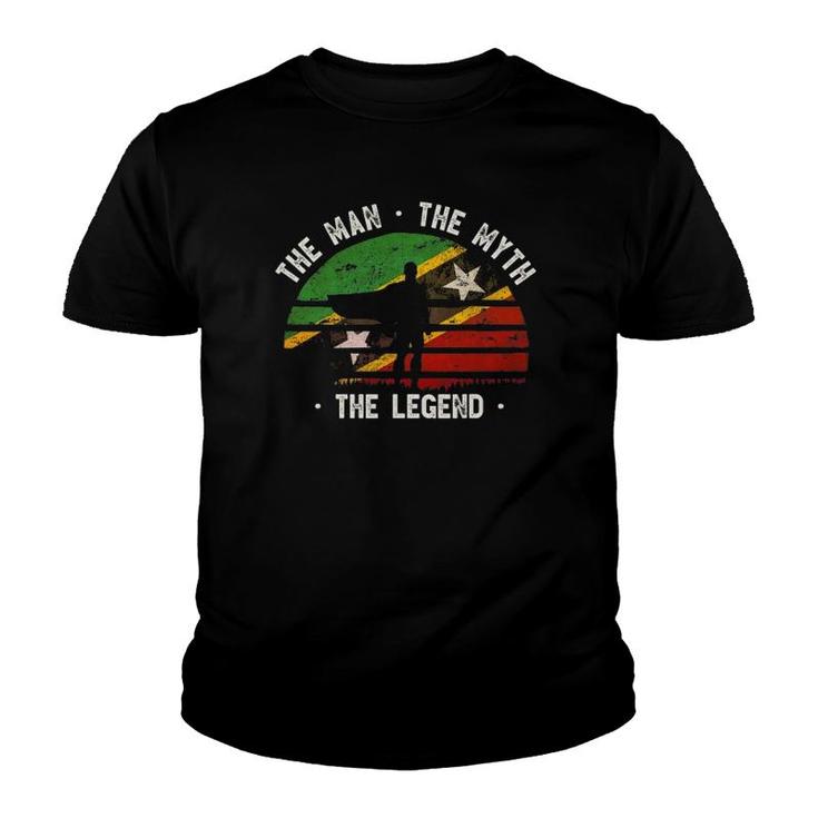 Mens Saint Kitts & Nevis Man Myth Legendhero Vintage Flag Youth T-shirt
