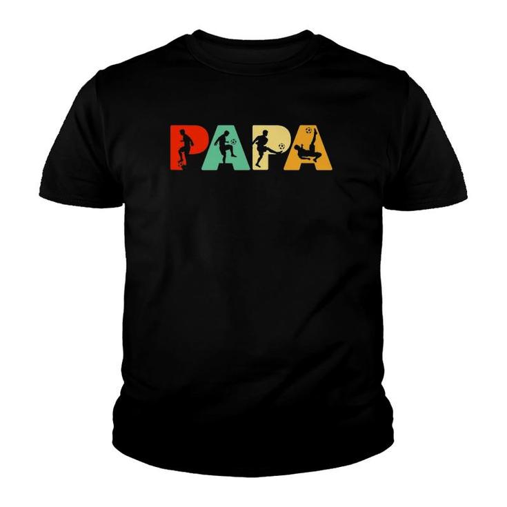 Mens Soccer Dad Retro Papa Soccer Father's Gift Youth T-shirt