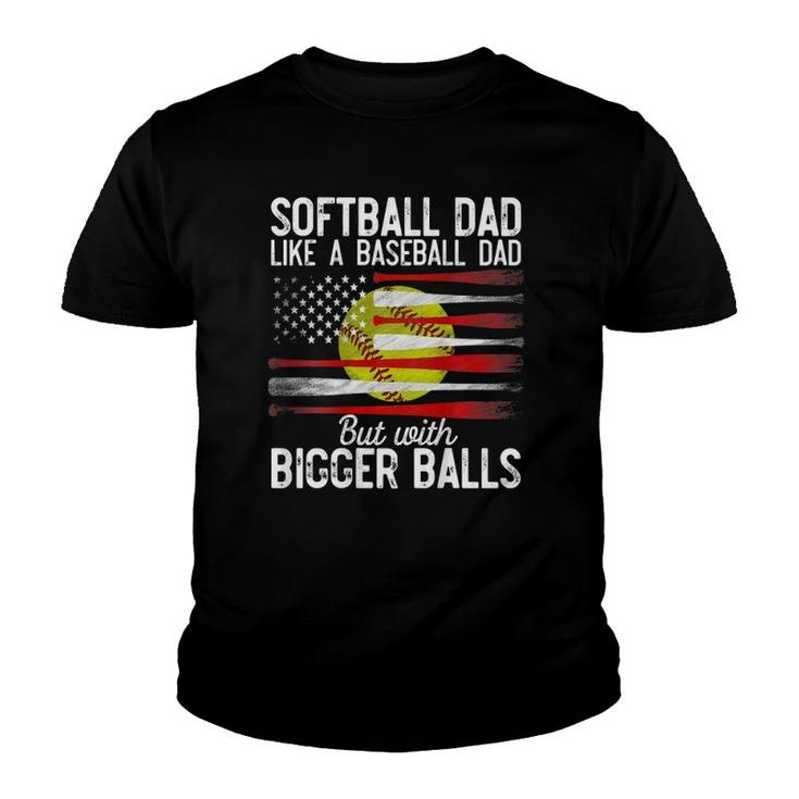 Mens Softball Dad Like A Baseball Dad Definition On Back Youth T-shirt