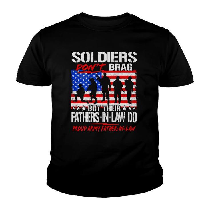 Mens Soldiers Don't Brag Proud Army Father-In-Law Funny Dad Gifts Youth T-shirt