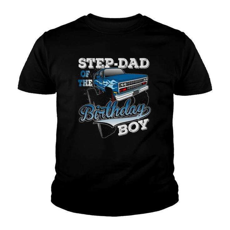 Mens Step-Dad Of The Birthday Boy Monster Truck Birthday Youth T-shirt