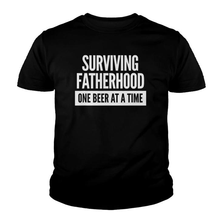 Mens Surviving Fatherhood One Beer At A Time Youth T-shirt