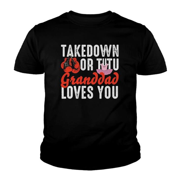 Mens Takedown Or Tutu Granddad Loves You Boxing Gender Reveal Youth T-shirt