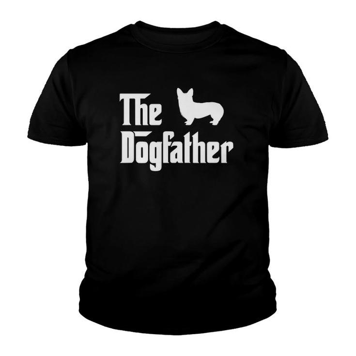 Mens The Dogfather  Gift For Corgi Lovers Dad Funny Corgi Youth T-shirt