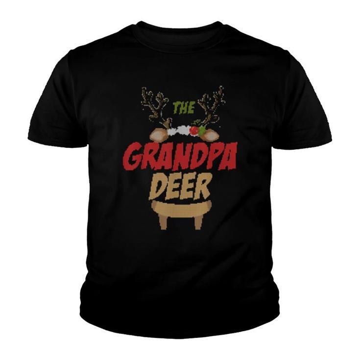 Mens The Grandpa Raindeer Family Matching Group Ugly Christmas  Youth T-shirt