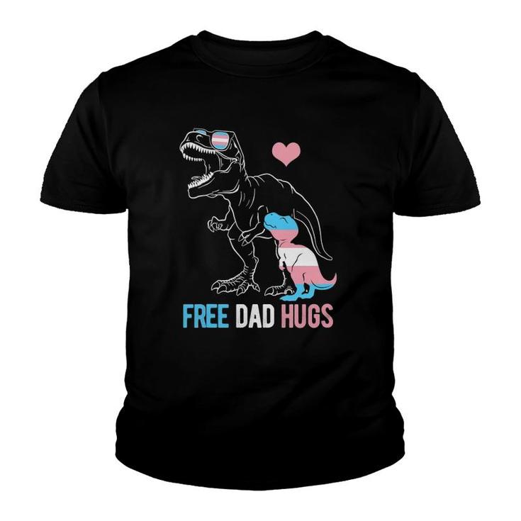 Mens Trans Free Dad Hugs Dinosaur Rex Daddy Transgender Pride Youth T-shirt