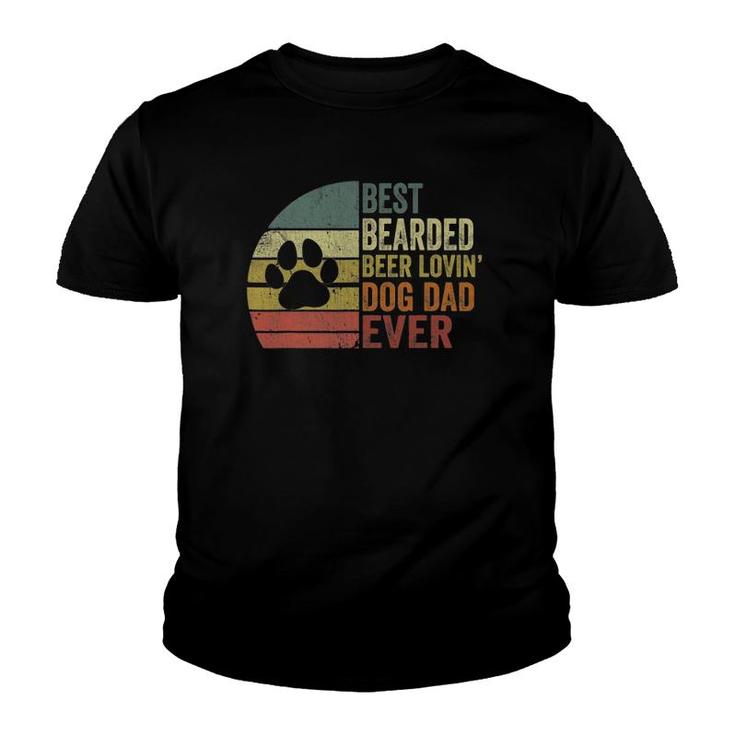 Mens Vintage Best Bearded Beer Lovin Dog Dad Dog Lover Owner Youth T-shirt