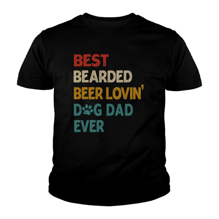 Mens Vintage Best Bearded Beer Lovin Dog Dad Youth T-shirt