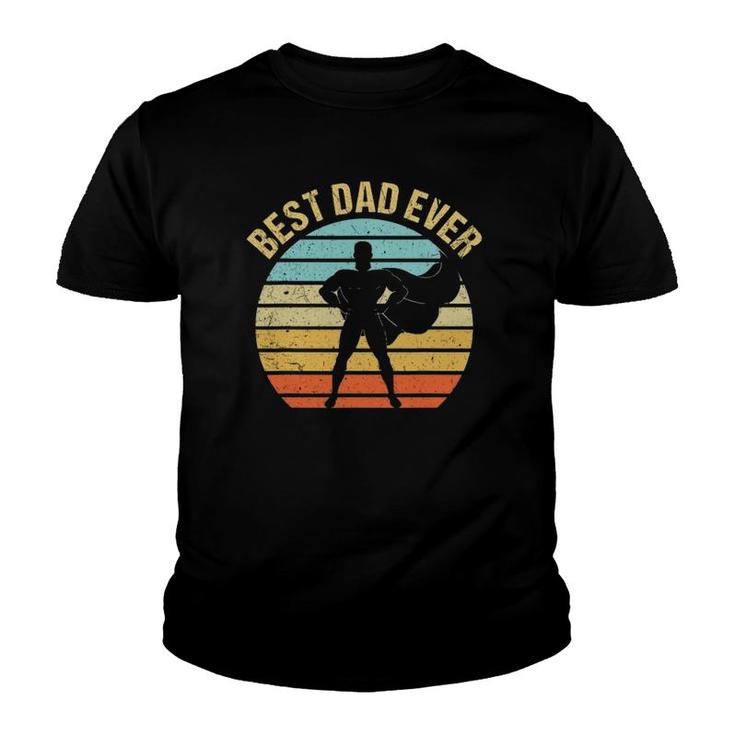 Mens Vintage Best Dad Ever  Superhero Father's Day Youth T-shirt