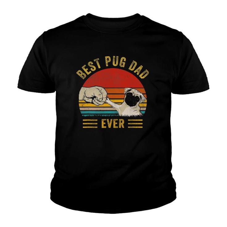Mens Vintage Best Pug Dad Ever , Pug Lover Father's Day Youth T-shirt
