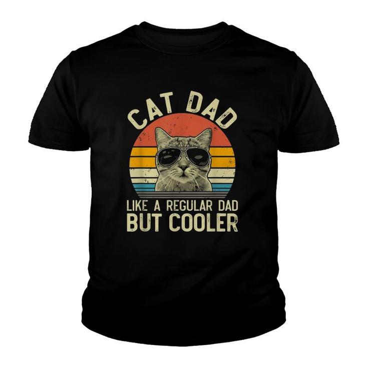 Mens Vintage Cat Dad Regular Dad Proud Daddy Meowica Fathers Day Youth T-shirt