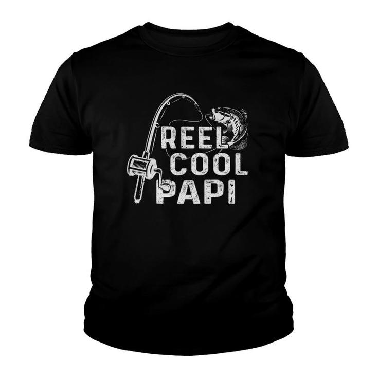 Mens Vintage Reel Cool Papi Fishing Dad Grandpa Gifts Fathers Day Youth T-shirt