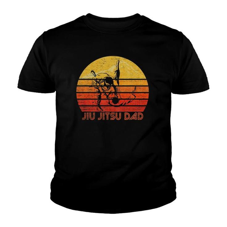 Mens Vintage Retro Proud Brazilian Jiu Jitsu Dad Silhouette Funny Youth T-shirt
